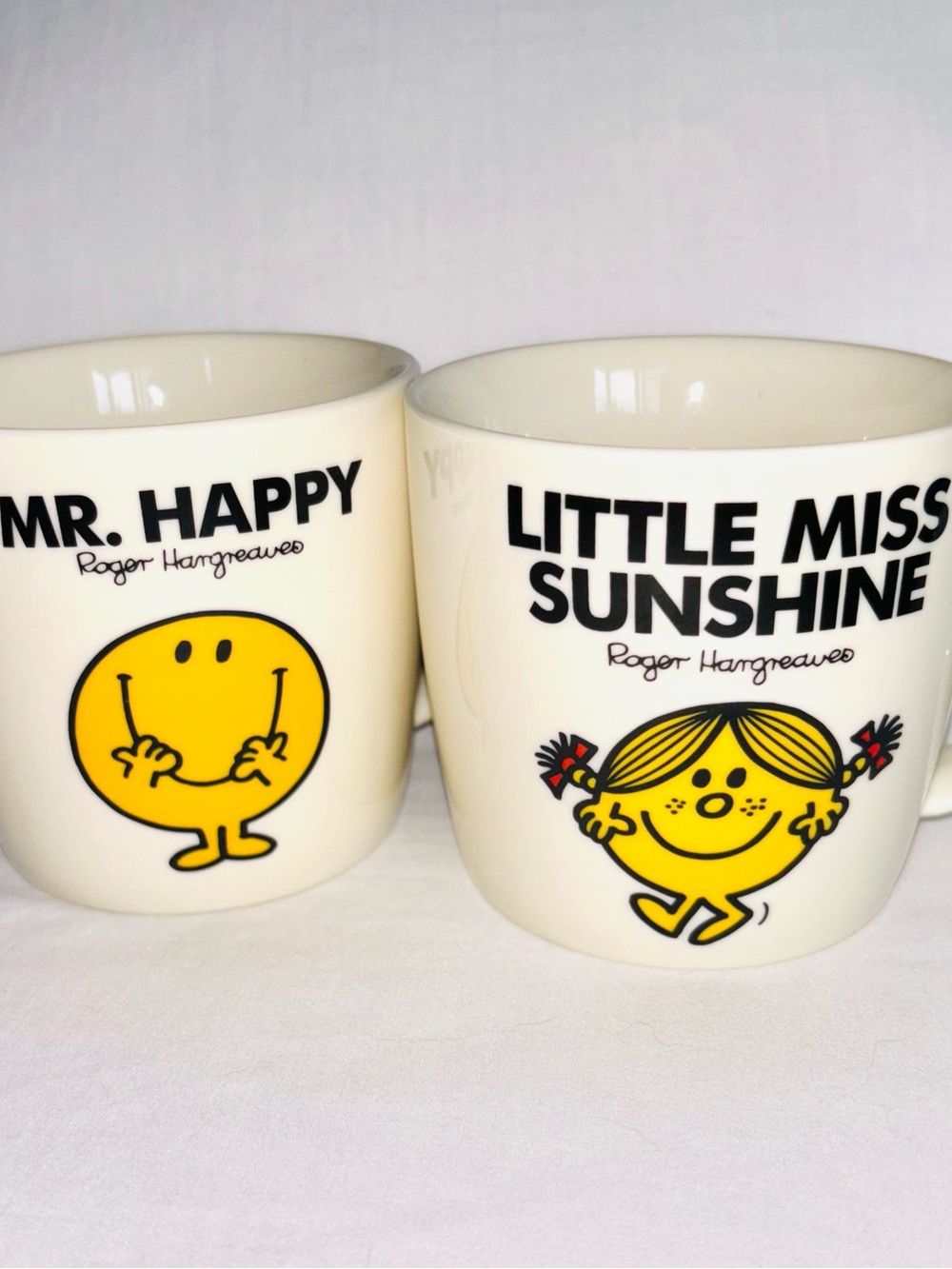 Sanrio Mr Men Mug Pair Mr Happy Little Miss Sunshine 2013 Roger Hargreaves